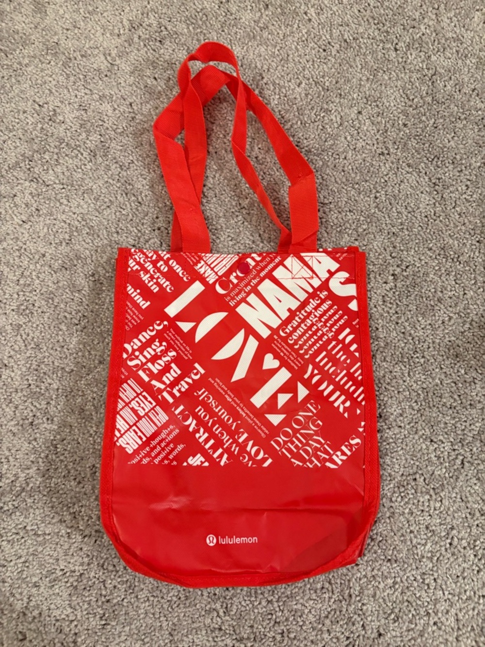 lululemon athletica Red Tote with White Graphic Print